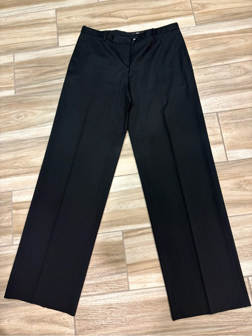 Boss Men's Black Pinstripe Straight Leg Pants